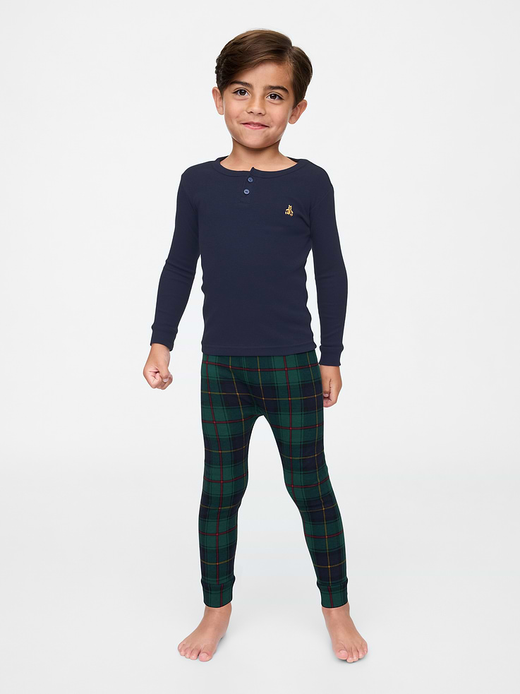 Image number 1 showing, Baby & Toddler Organic Brushed Cotton Henley PJ Set