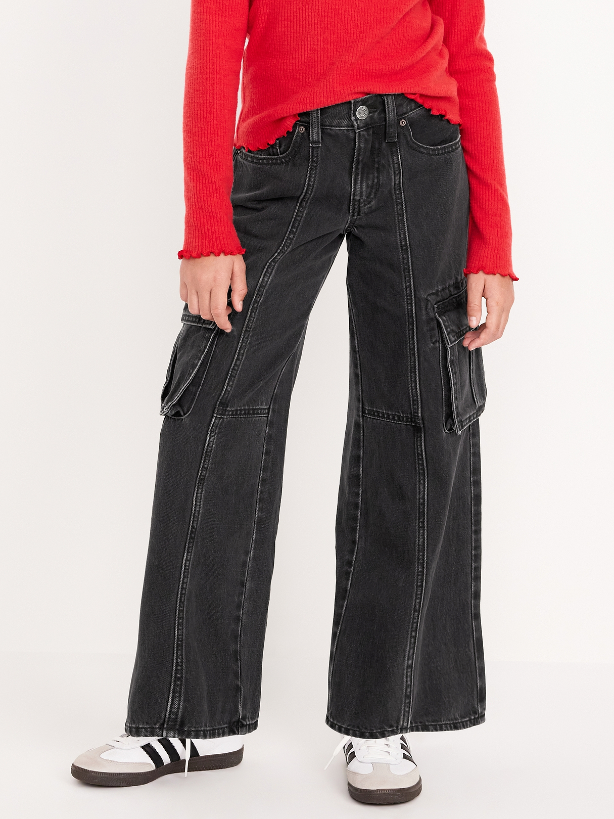 High-Waisted Super Baggy Wide-Leg Cargo Jeans for Girls | Old Navy