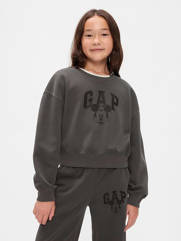 Gap × Disney Kids VintageSoft Mickey Mouse Logo Cropped Sweatshirt