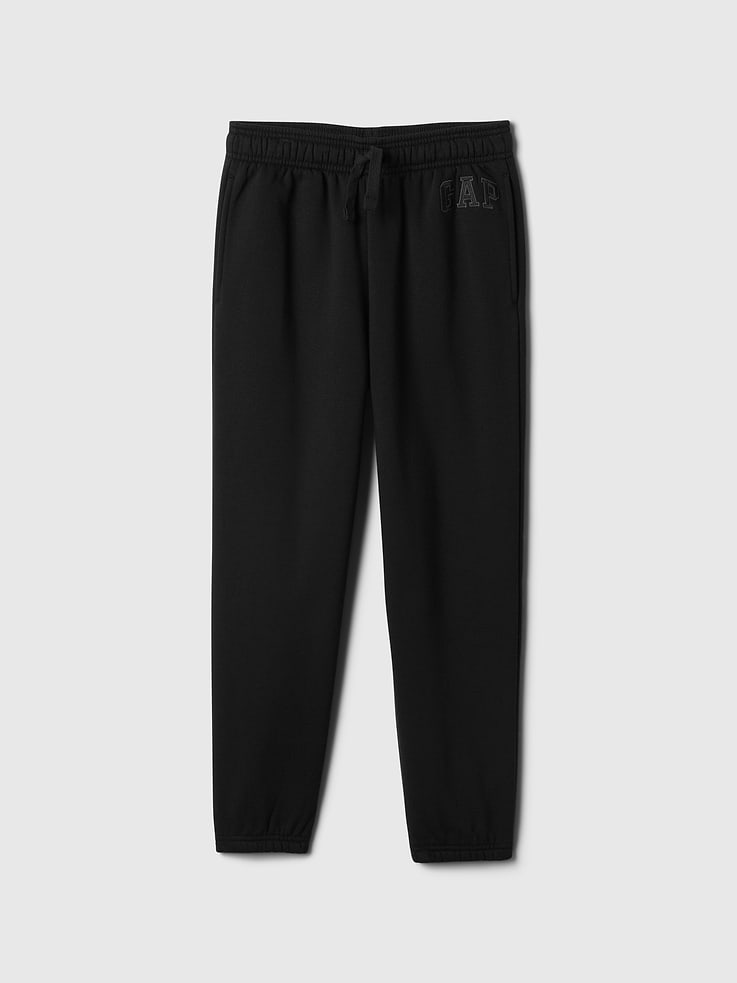 Image 1 of 1, This style is made with 23% recycled polyester. Compared to virgin materials, using recycled materials helps to reduce resource use and waste., Soft, comfy fleece., Drawcord ties at elasticized waistband., On-seam pockets., Gap logo at hip., Elasticized cuffs., This product was made in a factory that invests in gender equity and women’s empowerment through RISE. Learn more at, Product #623754