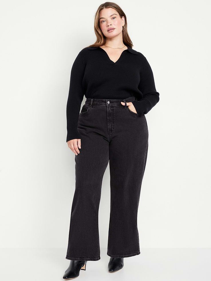 Image number 7 showing, Curvy Extra High-Waisted Wide-Leg Jeans
