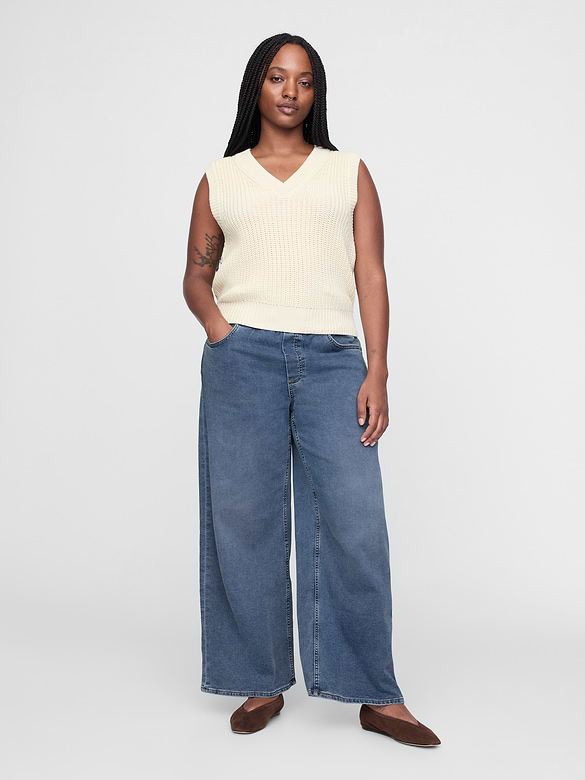 Mid Rise Knit Easy Baggy Jeans