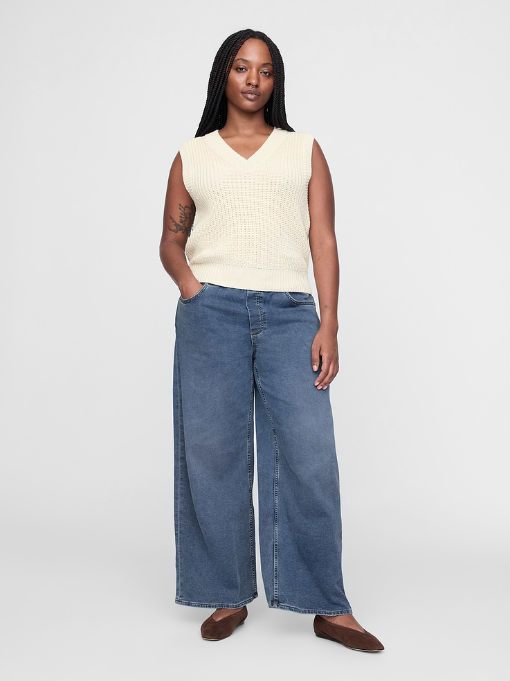 Image number 5 showing, Mid Rise Knit Easy Baggy Jeans