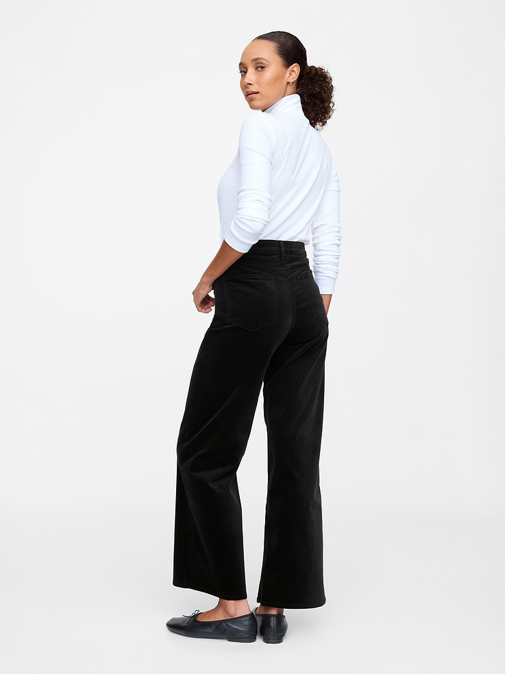Image 4 of 7, High Rise Velvet Wide-Leg Pants