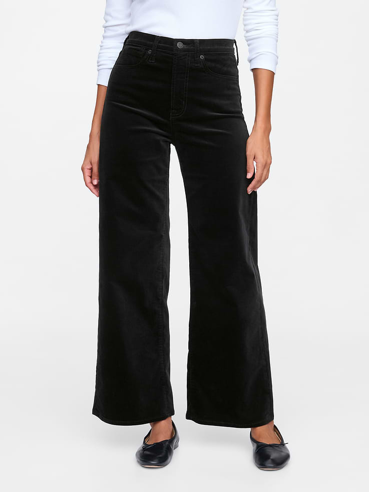 Image 2 of 7, High Rise Velvet Wide-Leg Pants