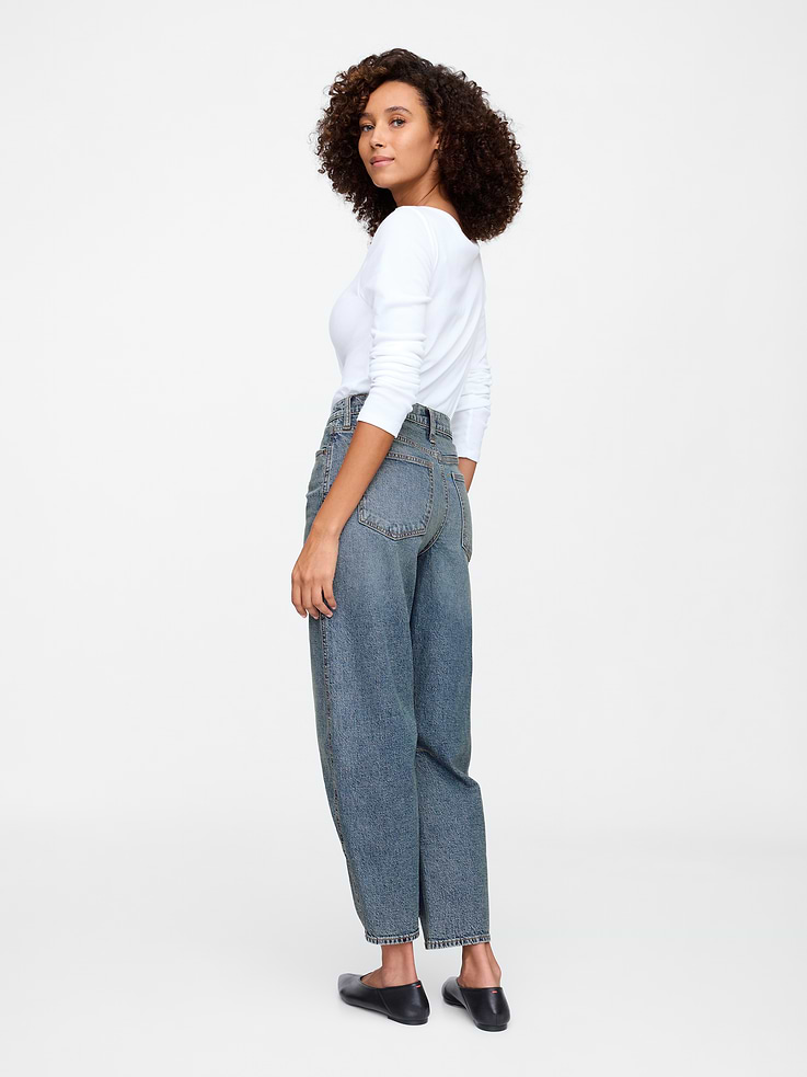 Image number 4 showing, High Rise Barrel Jeans