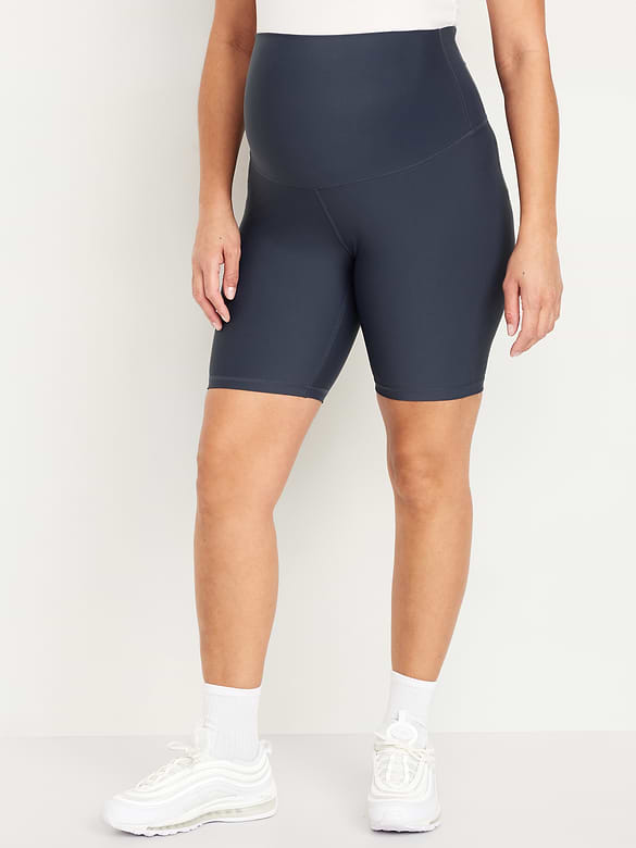 Maternity Full-Panel PowerSoft Biker Shorts -- 8-inch inseam