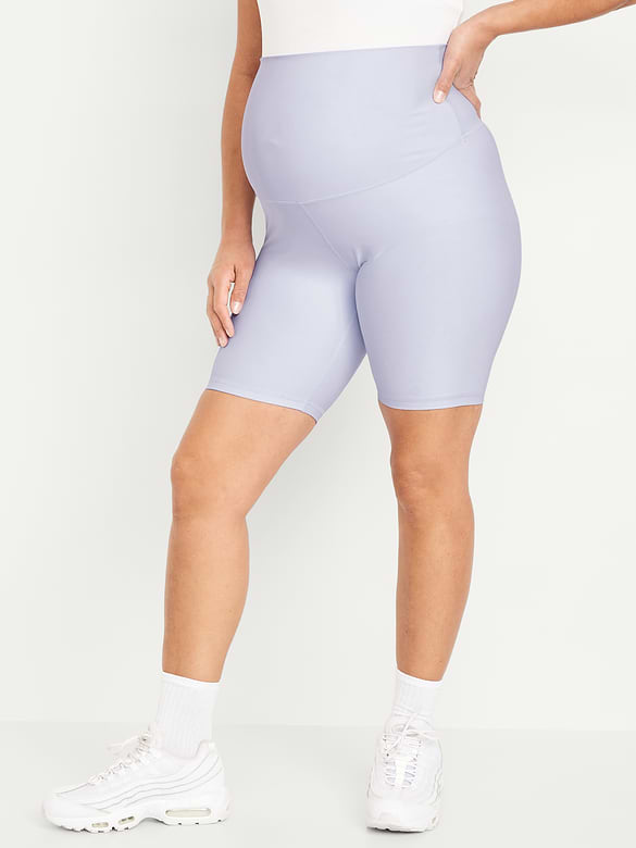 Maternity Full-Panel PowerSoft Biker Shorts -- 8-inch inseam