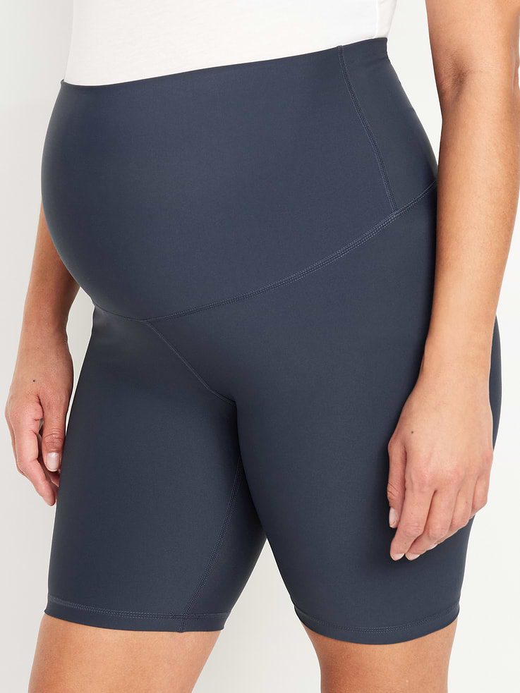 Image number 5 showing, Maternity Full-Panel PowerSoft Biker Shorts -- 8-inch inseam