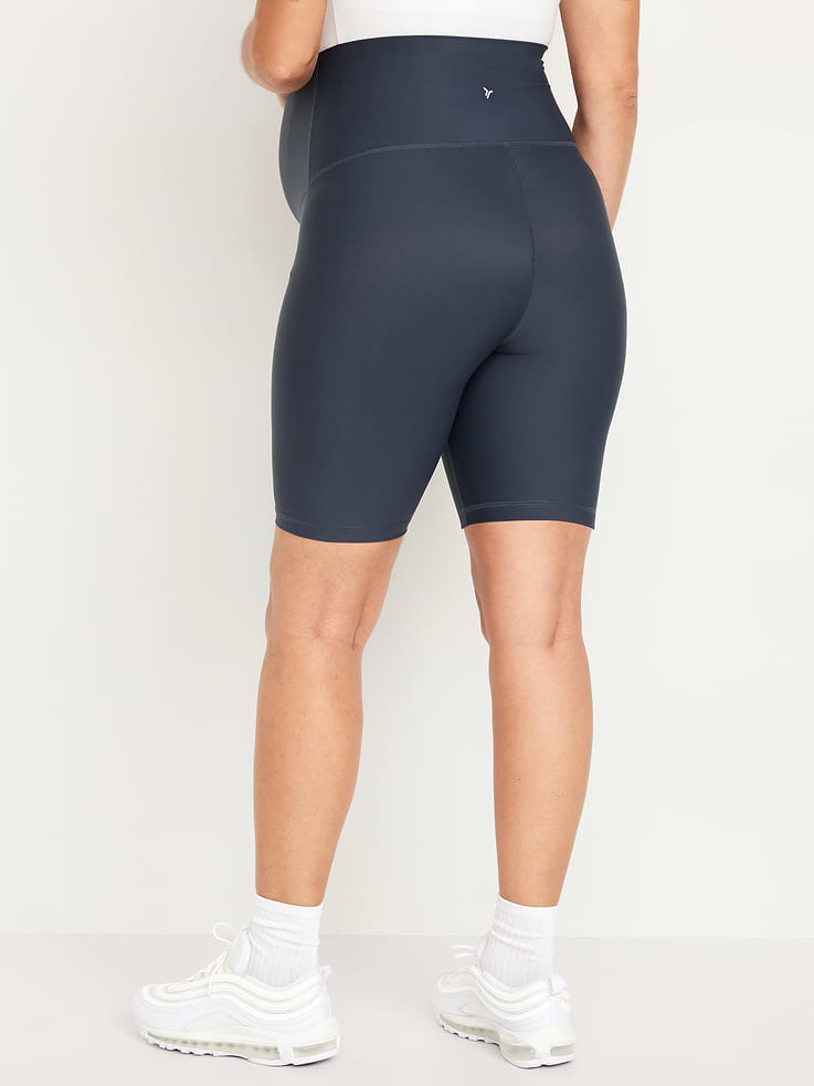 Image number 2 showing, Maternity Full-Panel PowerSoft Biker Shorts -- 8-inch inseam