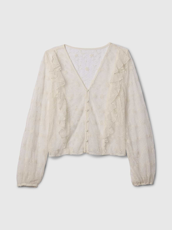 Recycled Lace Ruffle Top