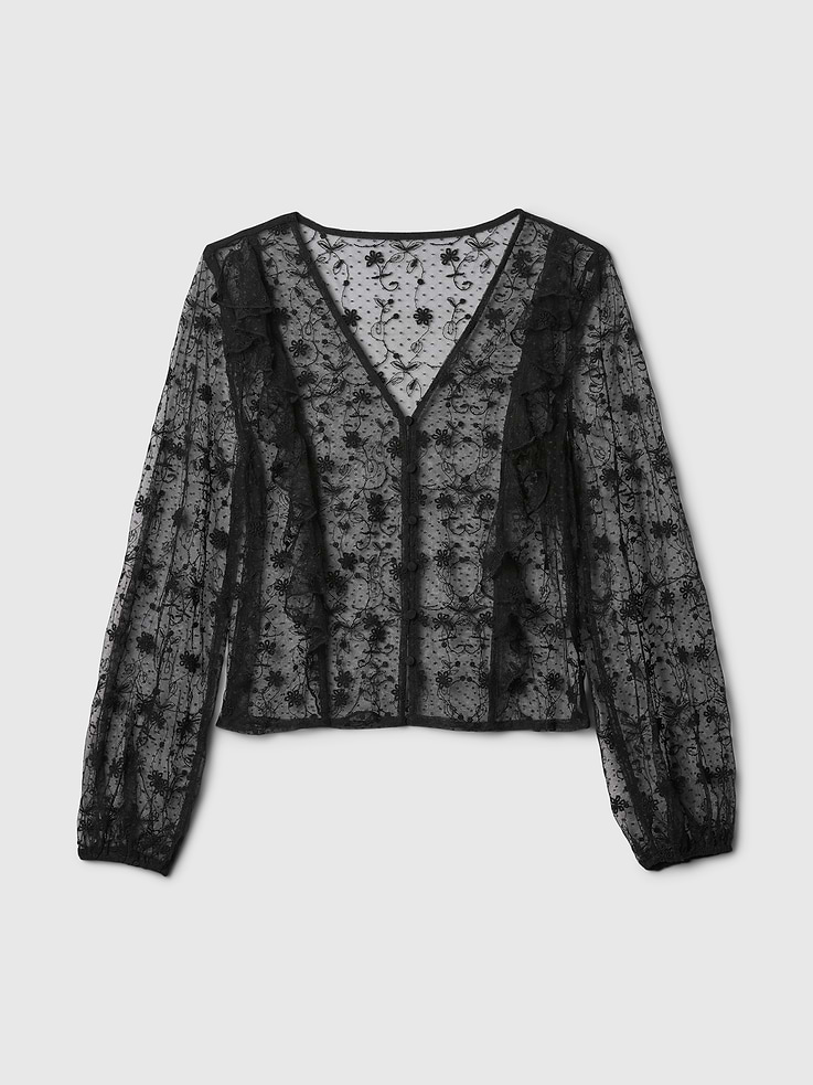 Image number 4 showing, Recycled Lace Ruffle Top