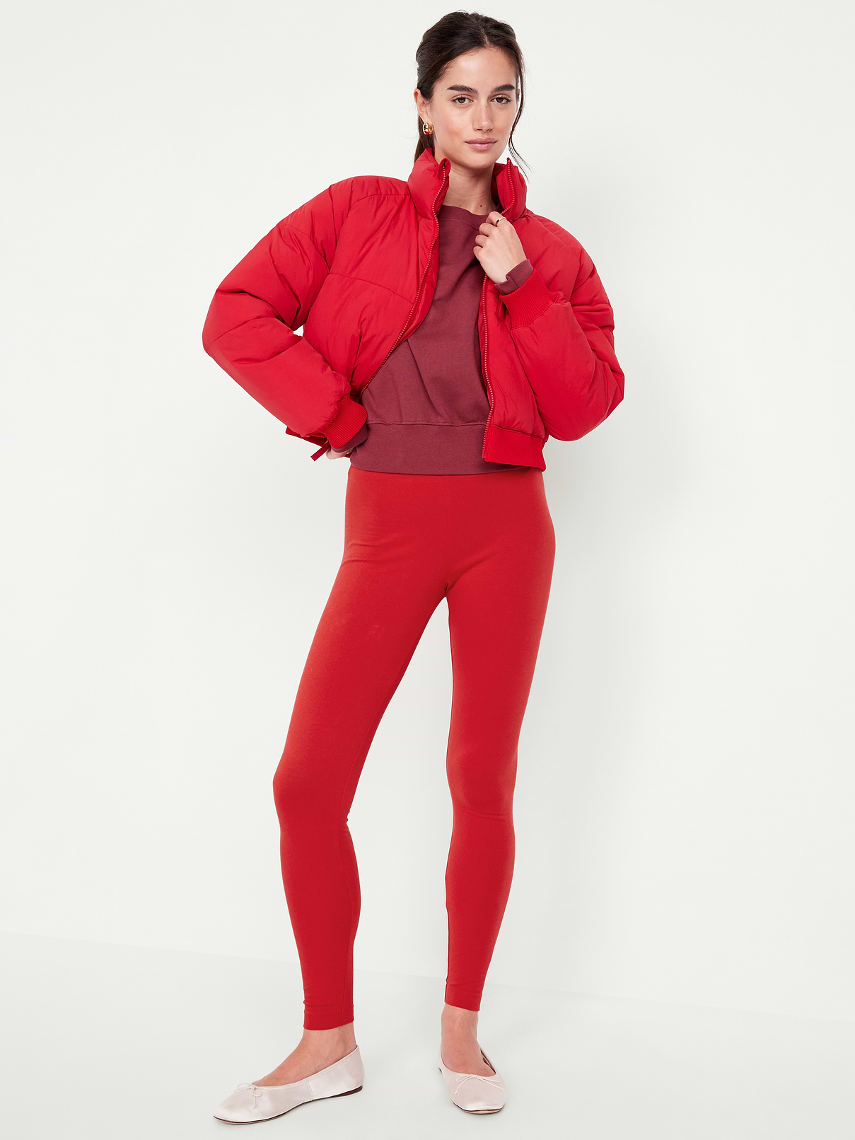 Image number 3 showing, High-Waisted Jersey Fashion Layering Leggings