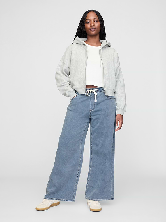 Mid Rise Knit Easy Baggy Jeans