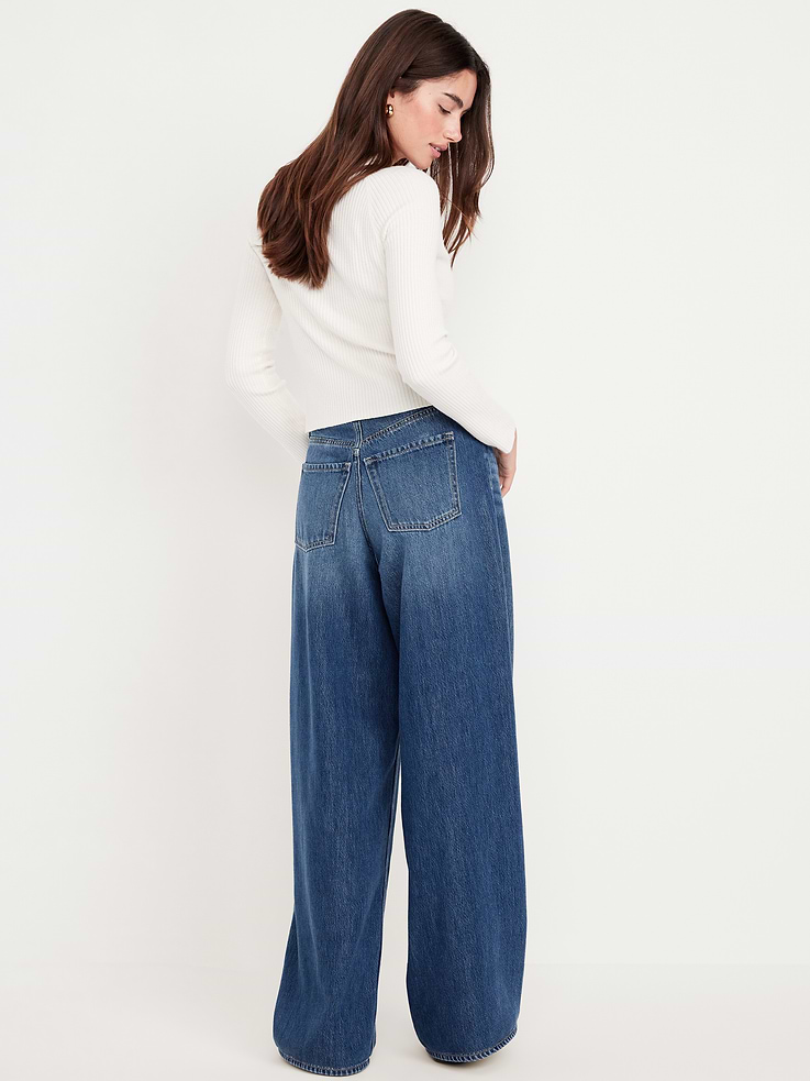 L'image numéro 3 présente Jean coupe généreuse jambe large à taille haute