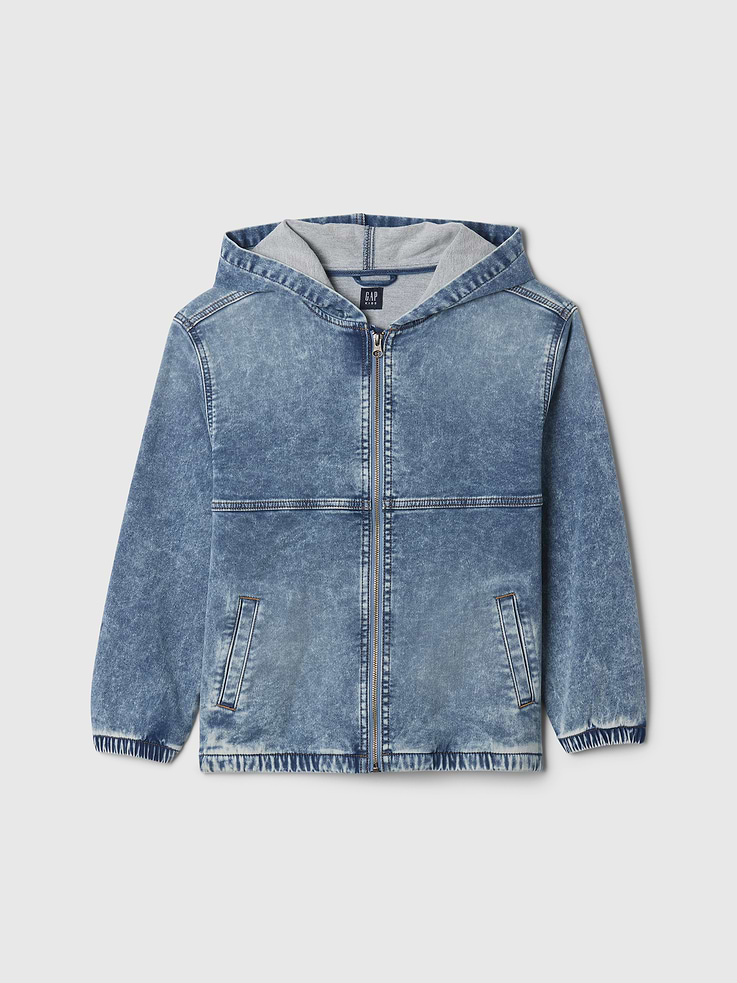 Image 5 of 6, Kids UltraSoft Denim Hooded Jacket
