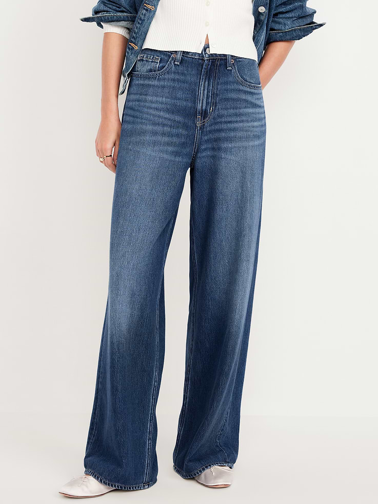 L'image numéro 2 présente Jean coupe généreuse jambe large à taille haute