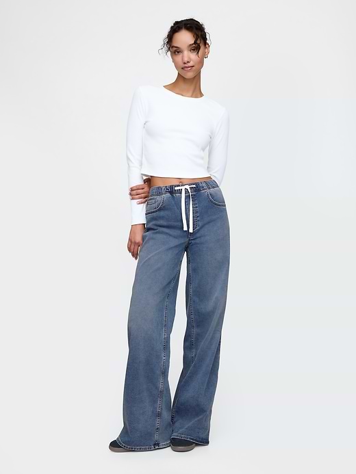 Mid Rise Knit Easy Baggy Jeans - Medium indigo by Gap