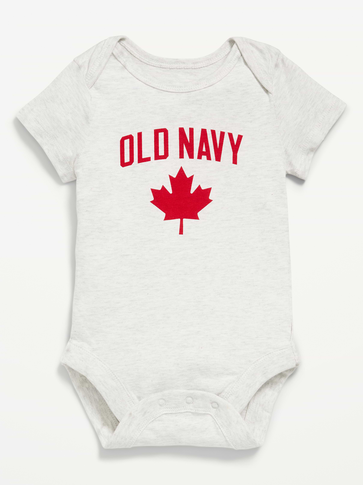 Image 1 of 1, envelope neckline, short sleeves, lap shoulders, logo graphic, ring-snaps along inseam, Product #678980