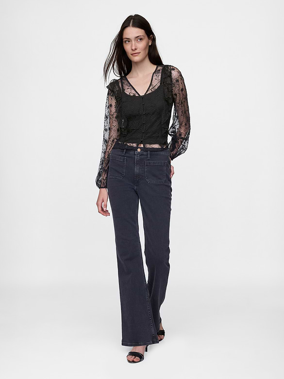 Recycled Lace Ruffle Top