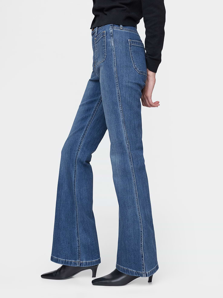 Image 3 de 8, Jean évasé années 70 à taille haute