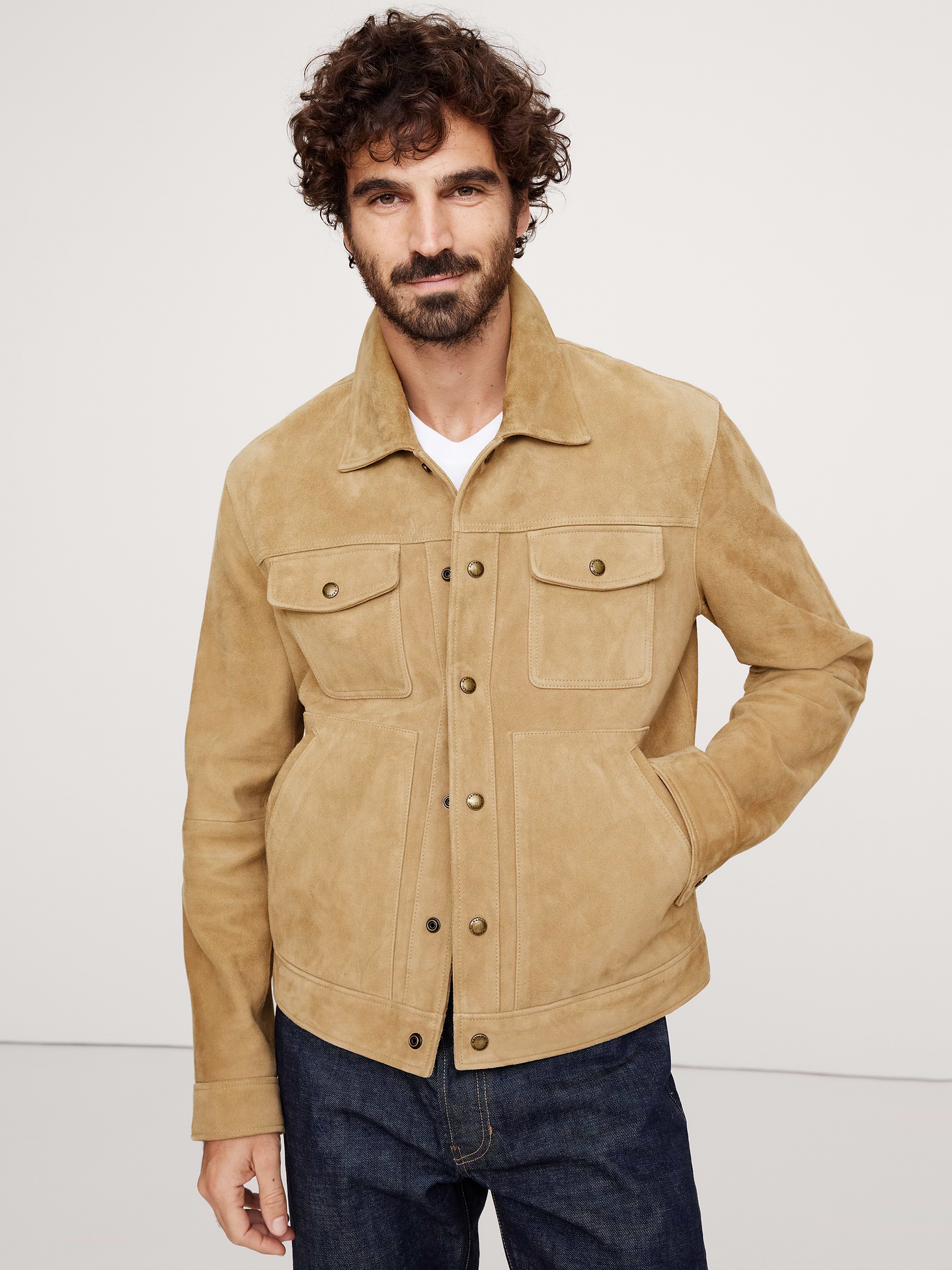 Image number 3 showing, Suede Trucker Jacket