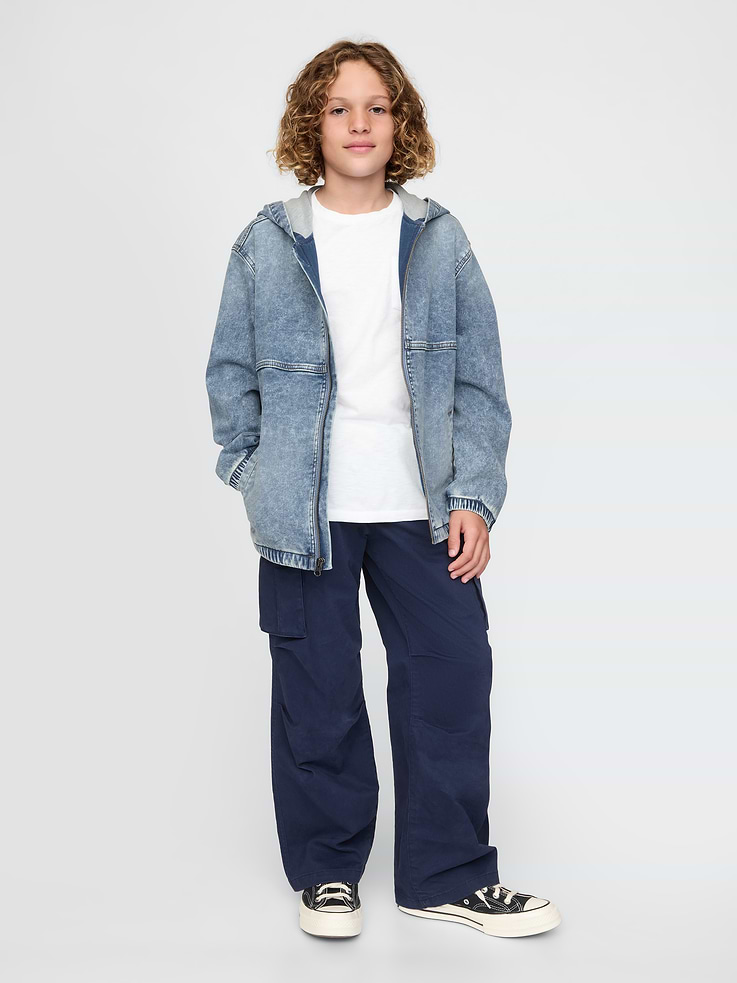Image 3 of 6, Kids UltraSoft Denim Hooded Jacket