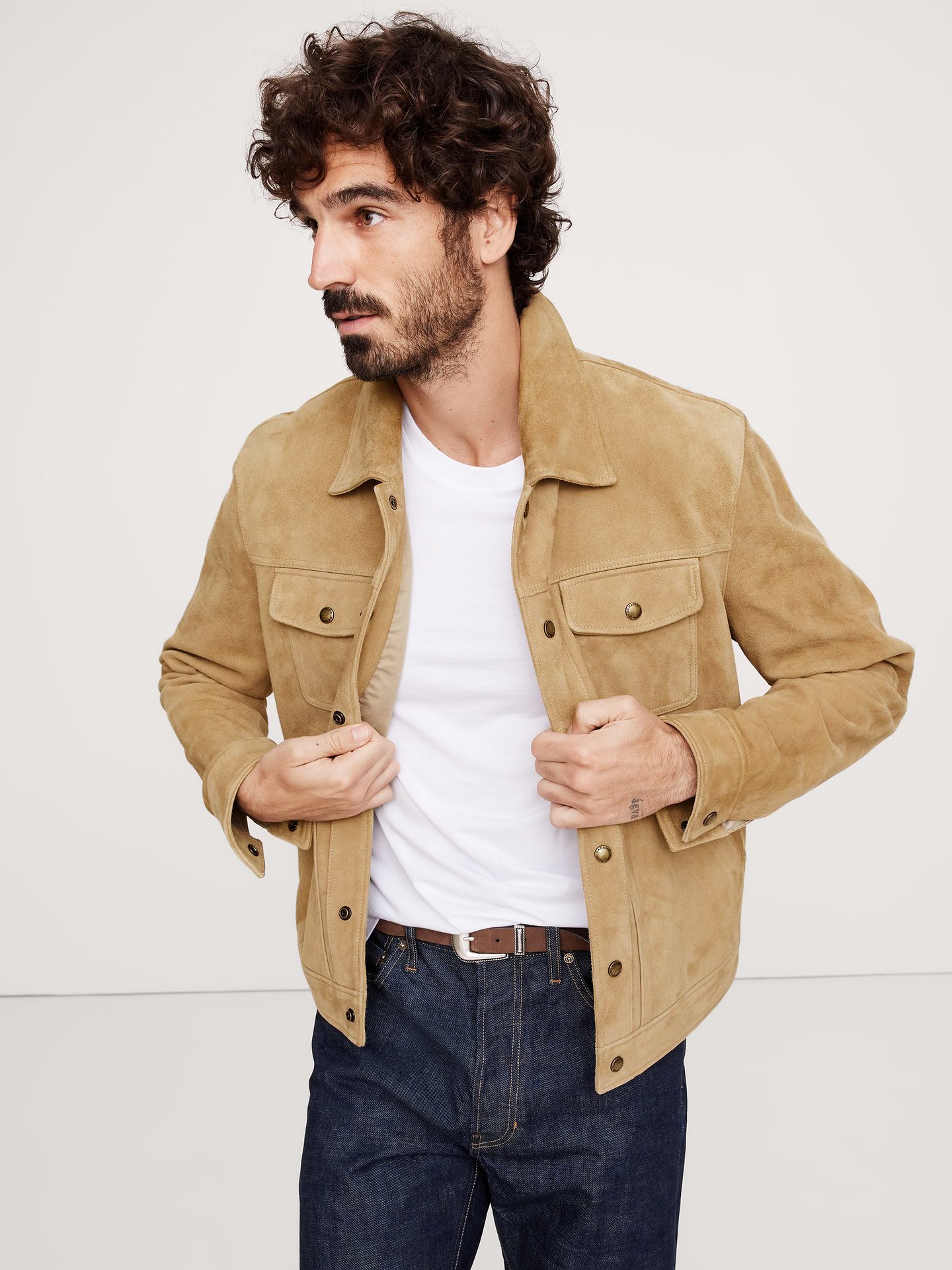 Image number 1 showing, Suede Trucker Jacket