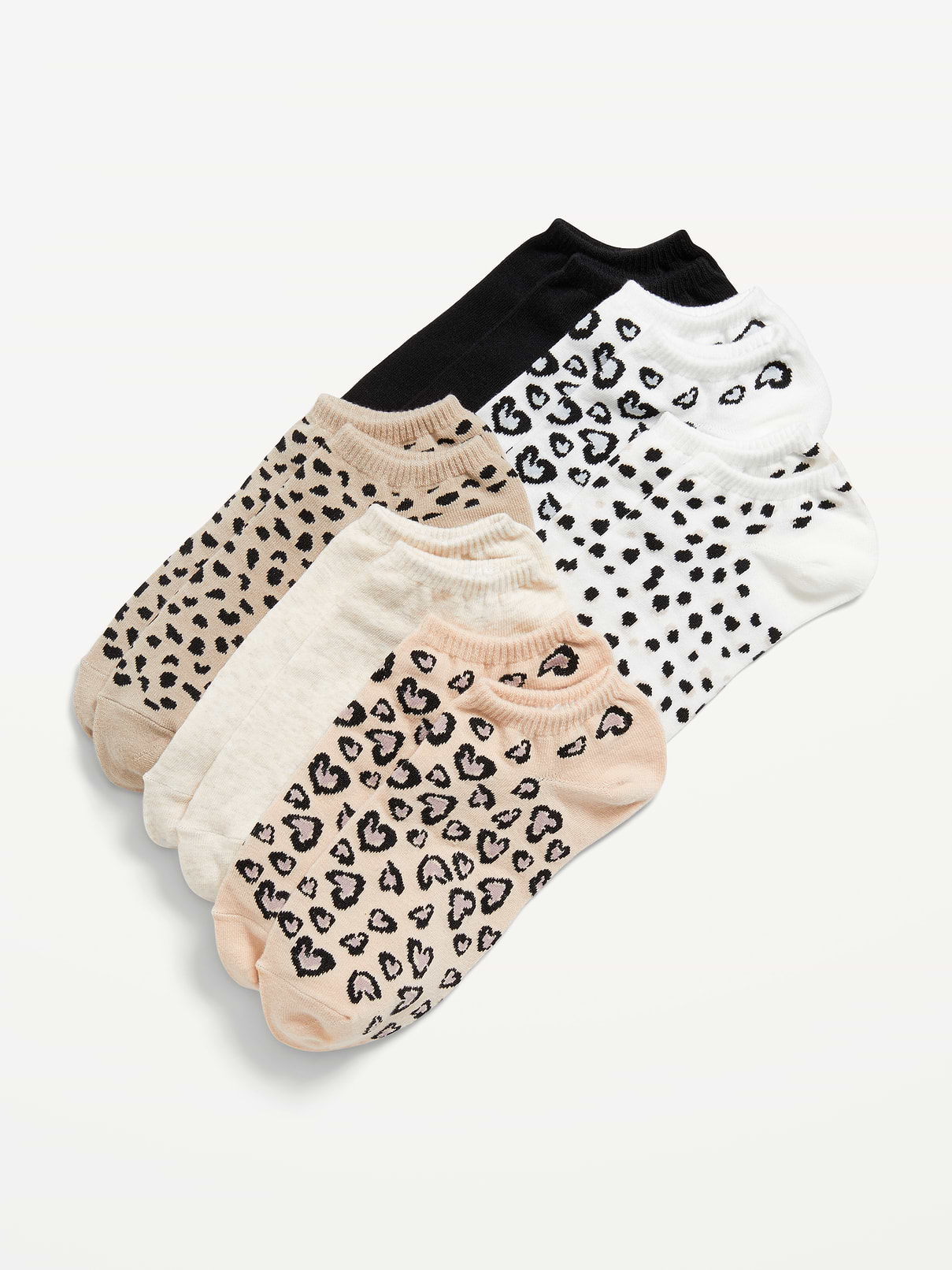 Image 1 of 1, includes 6 pairs of ankle socks, rib-knit openings, prints vary, Product #812466