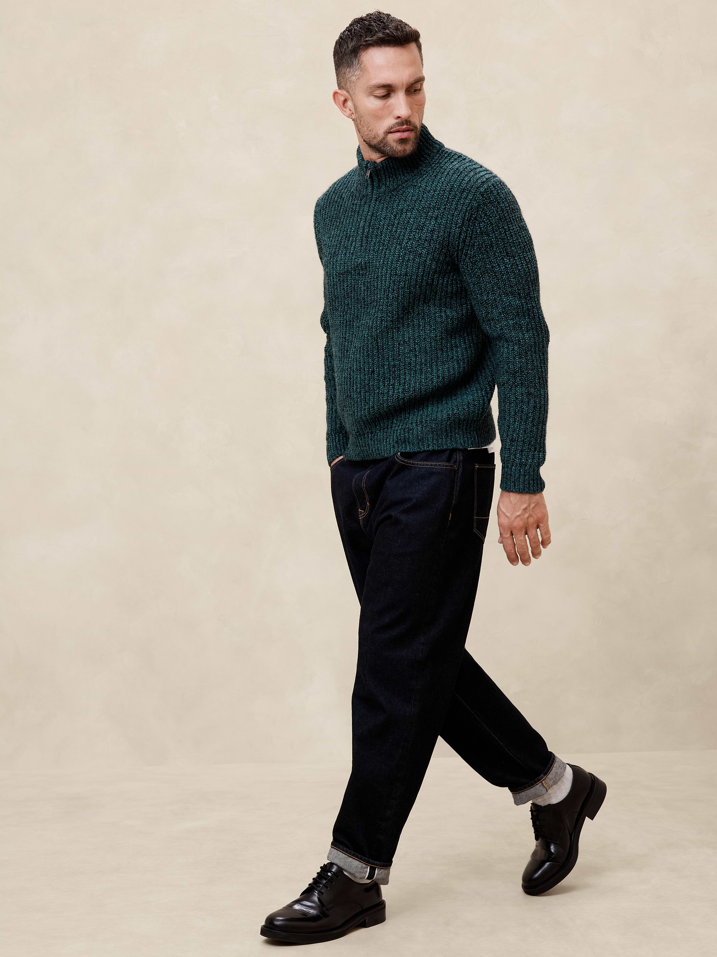 Image number 1 showing, Marled Half-Zip Sweater