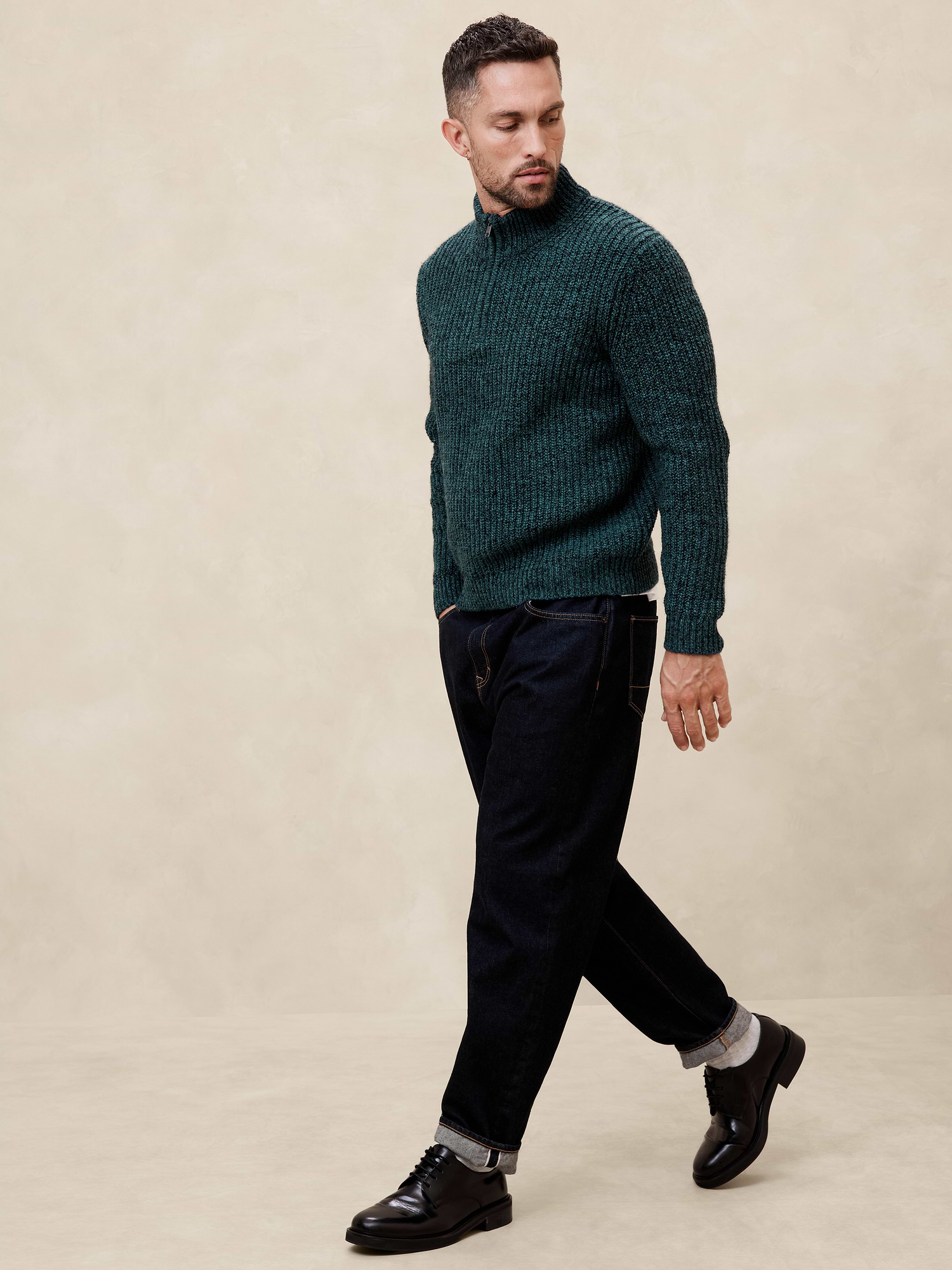 Banana Republic Marled Half-Zip Sweater INTERNATIONAL SHIPPING