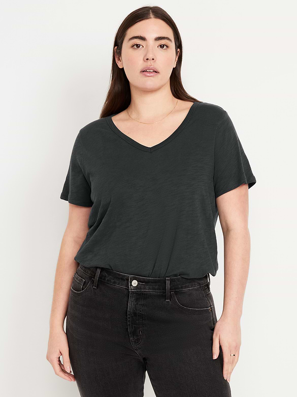 T-shirt passe-partout à encolure en V pour Femme