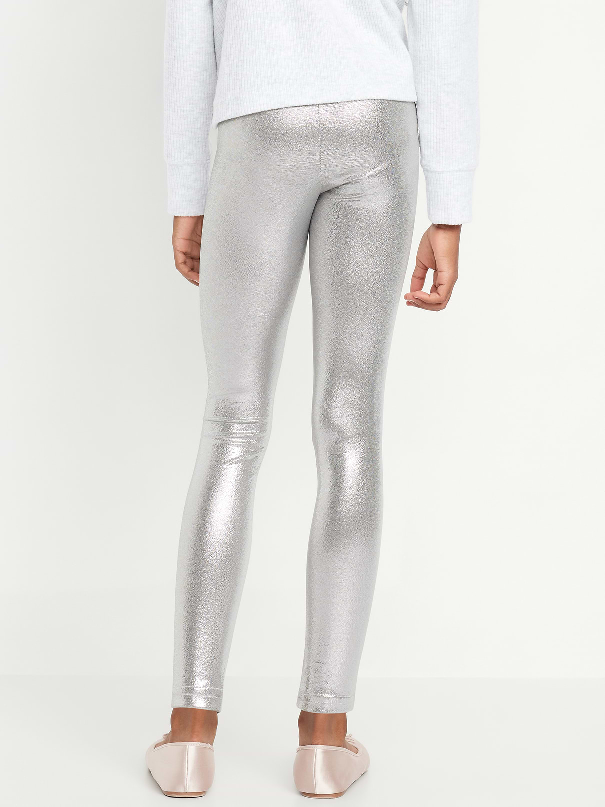Image number 2 showing, Shiny Foil Print Leggings for Girls