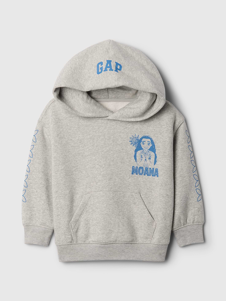 Image 1 of 3, Characters for your little characters. Making every day more special. In our softer than soft sweats. Brushed on the inside. Smooth on the outside. Made so that no two are alike., Soft cotton-blend hoodie., Hooded neckline with Gap logo at top., Long sleeves with banded cuffs., Kanga pocket., Disney's Moana graphics at front and sleeves., Banded hem., Product #713316