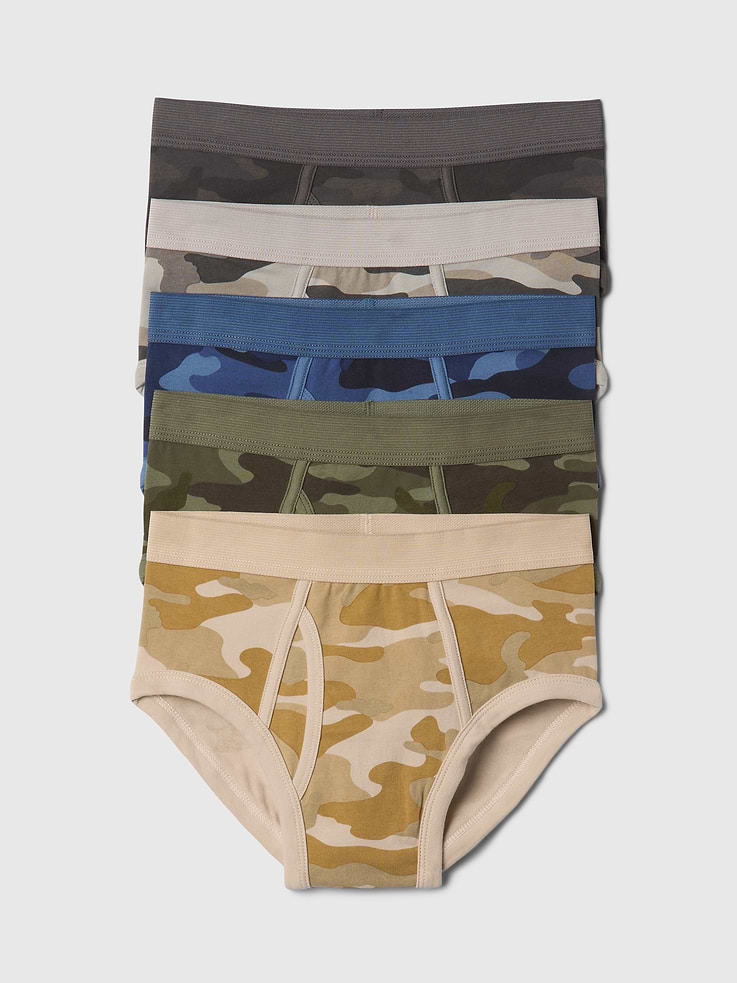 Image number 1 showing, Kids Organic Cotton Camo Briefs (5-Pack)