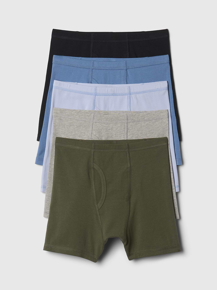 Image number 1 showing, Kids Organic Stretch Cotton Solid Boxer Briefs (5-Pack)