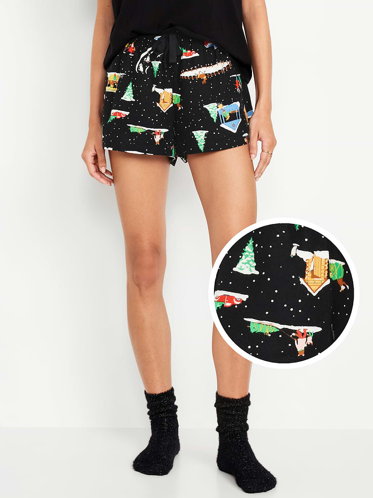 Image 1 of 8, elastic-drawstring waist, ventes sides, seasonal prints match back to the fam, Product #509953