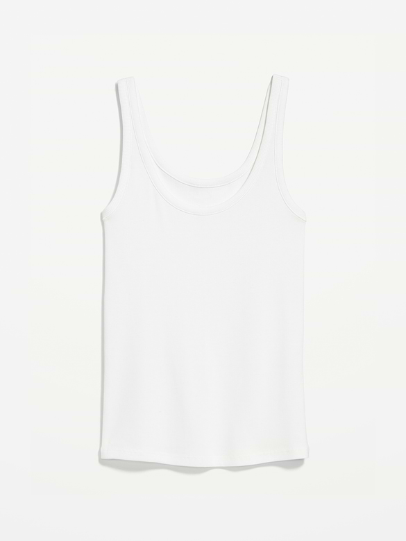 First-Layer Ribbed Scoop-Neck Tank Top
