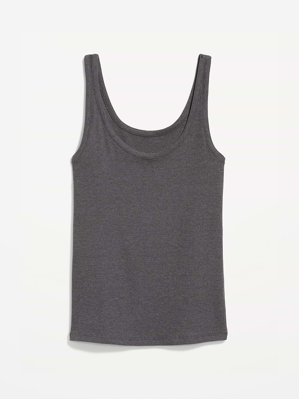 First-Layer Ribbed Scoop-Neck Tank Top