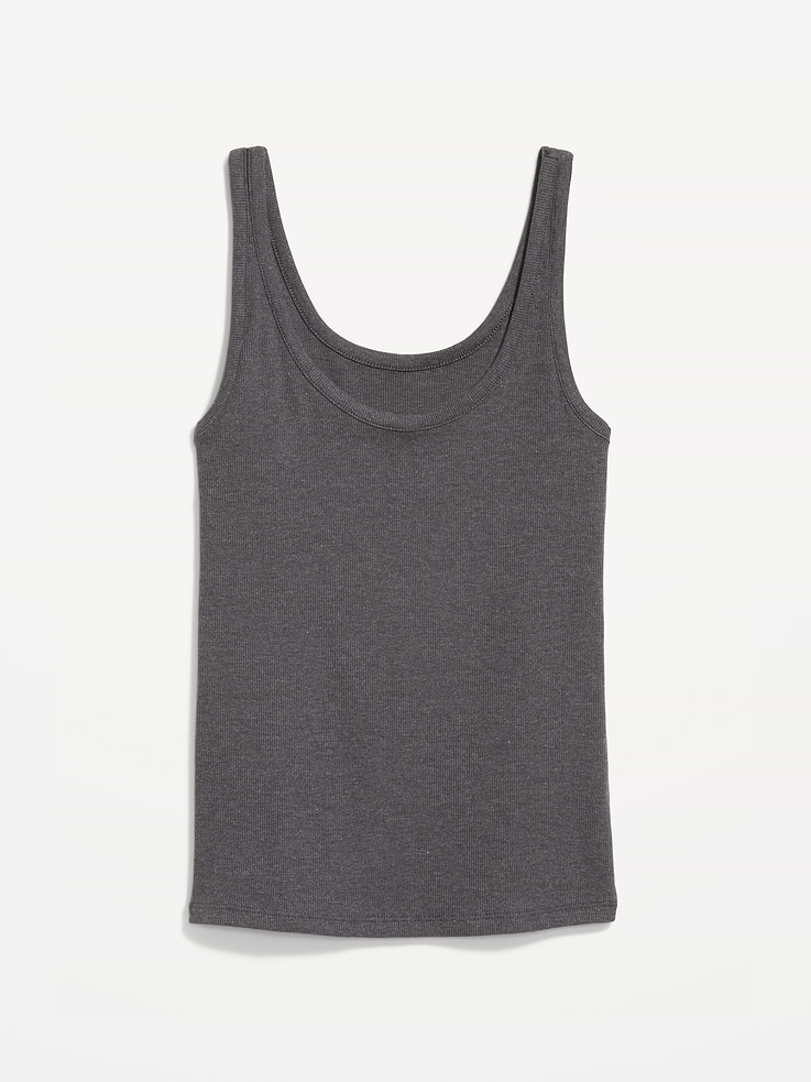 Image number 4 showing, First-Layer Ribbed Scoop-Neck Tank Top