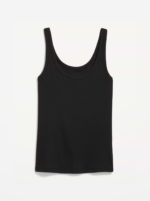 First-Layer Ribbed Scoop-Neck Tank Top
