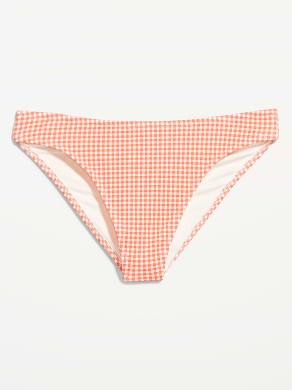 Mid-Rise Textured Bikini Swim Bottoms