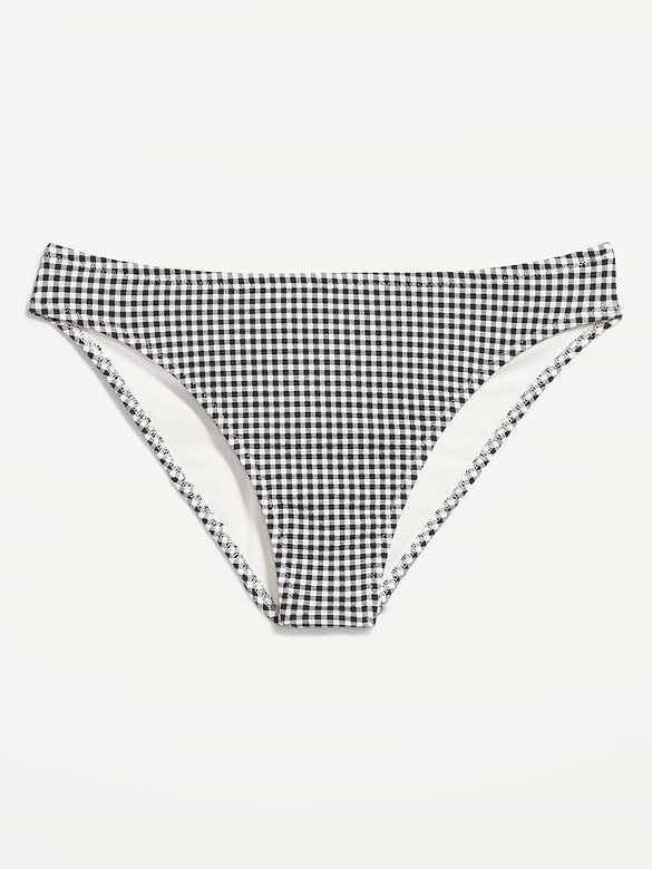 Mid-Rise Textured Bikini Swim Bottoms