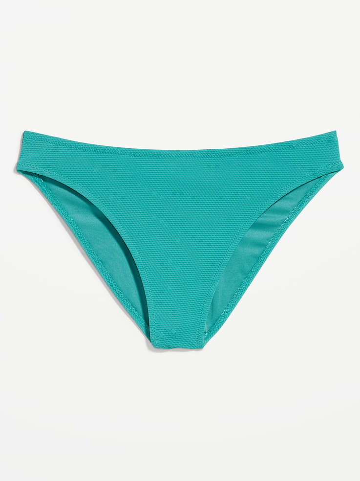 Image number 3 showing, Mid-Rise Textured Bikini Swim Bottoms