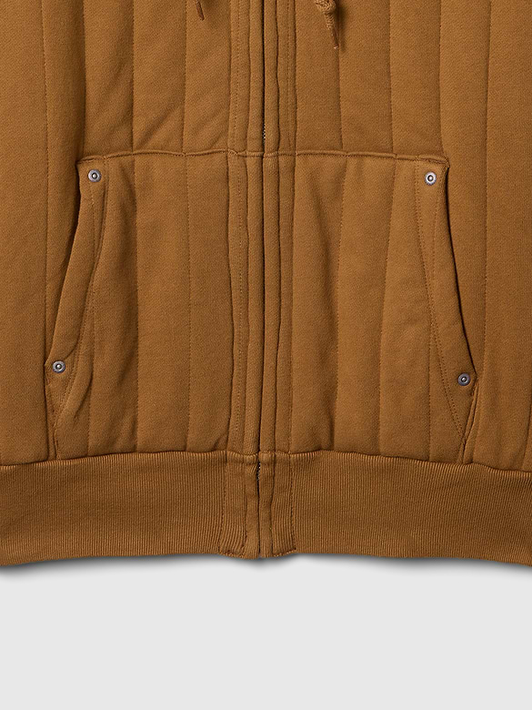 Waffle-Lined Quilted Zip Hoodie