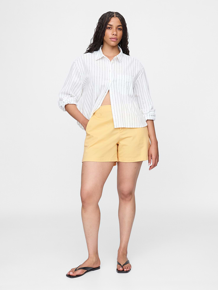 Image 5 of 7, 5" Mid Rise Downtown Khaki Shorts