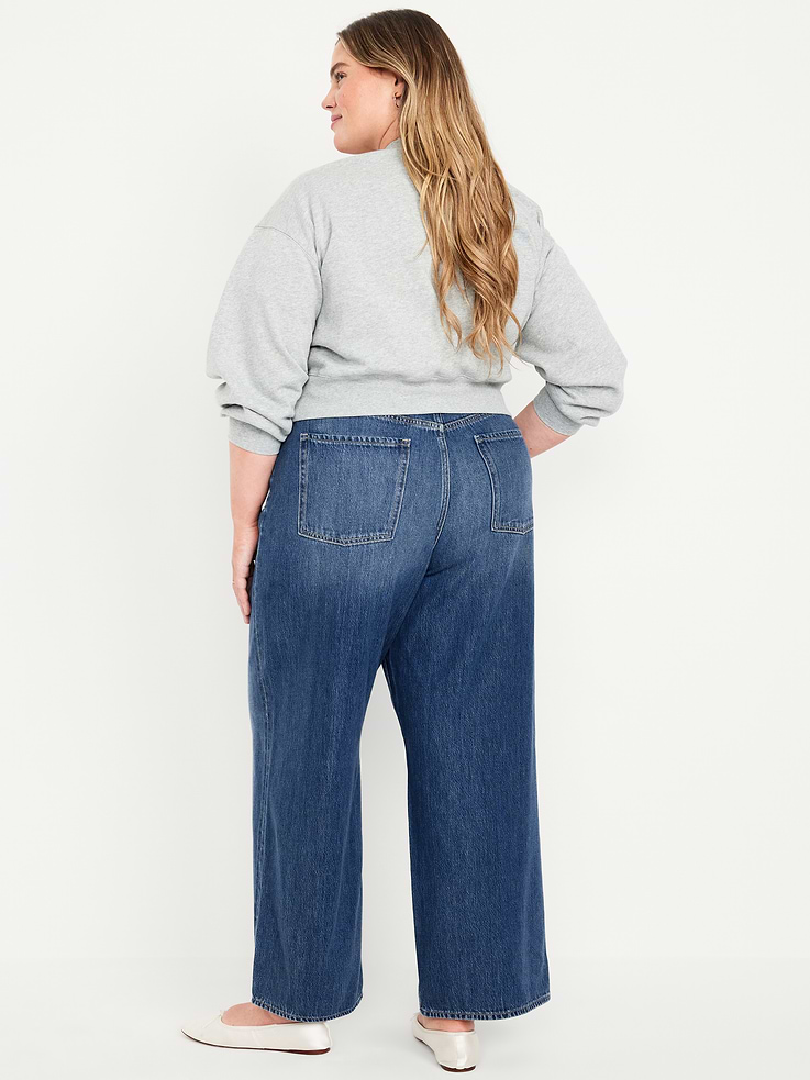 L'image numéro 8 présente Jean coupe généreuse jambe large à taille haute