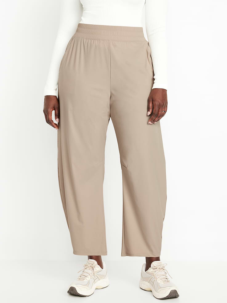 L'image numéro 3 présente Pantalon Tech Élégant coupe baril à taille haute longueur cheville