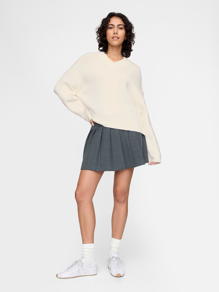 Image number 4 showing, CashSoft Cropped High V-Neck Sweater