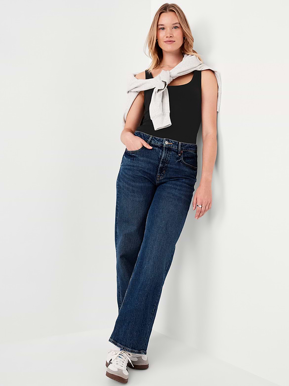 First-Layer Ribbed Scoop-Neck Tank Top
